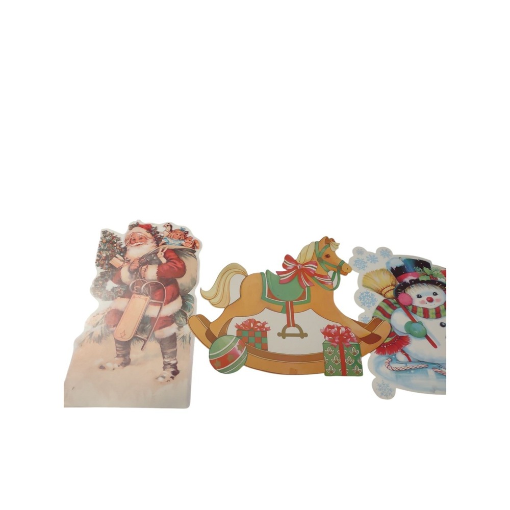 VTG Set of 4 Christmas Diecuts Decorations Double Sided Eureka USA Nostalgia